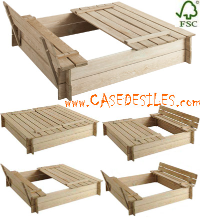 Table/bac à sable en bois extérieur pour enfant avec couvercle - Exit