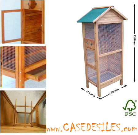 Volière - cage à oiseaux en bois de haute qualité 6 coins