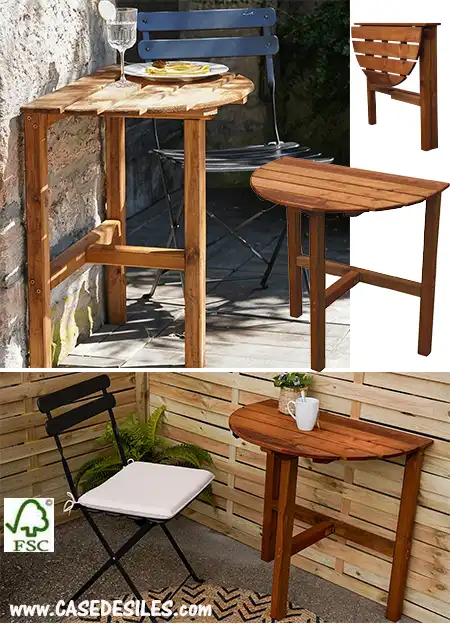 Table de jardin bois demi lune pliante Adapt-o 2365