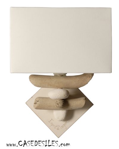 Applique murale galet et bois flotté Ecume