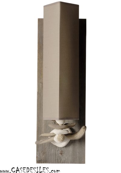 Lampe applique galet bois flotté Quai 17 cendre br