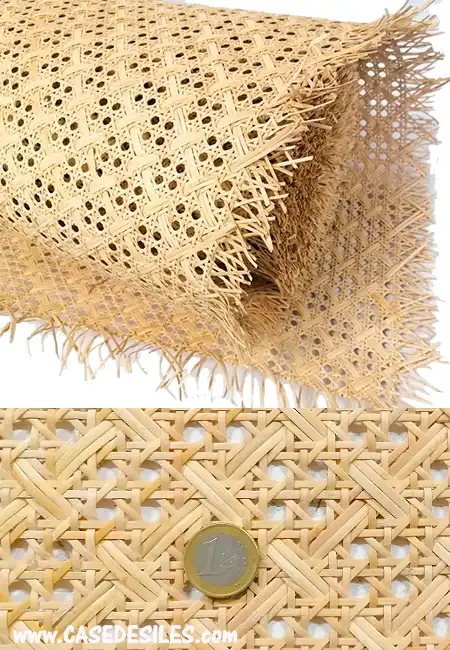 Cannage rotin naturel croisé demi maille français 60cm