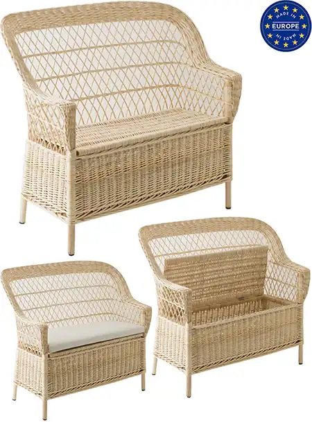 Canapé coffre osier blanc européen 118cm 017