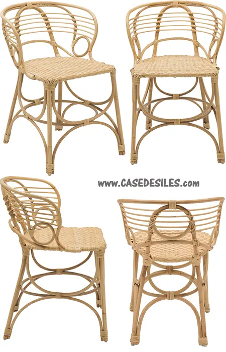 Fauteuil de table canne rotin naturelle gingko Horizon 473