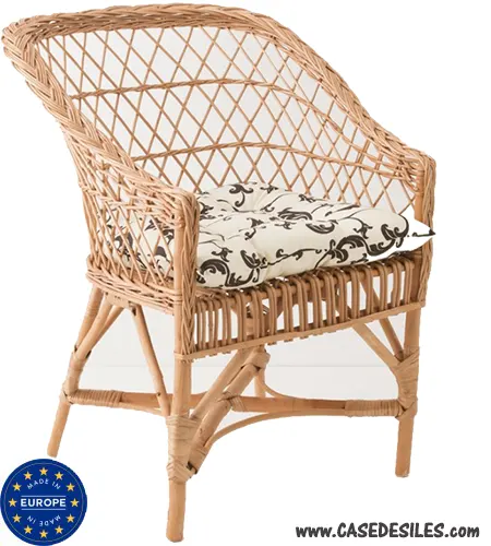 Fauteuil osier avec coussin écru Antonin WM2-03