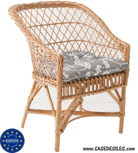 Fauteuil osier avec coussin gris Antonin WM2-03