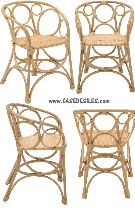Fauteuil rotin naturel pour enfant gingko bulles 476