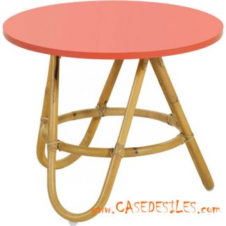 Table basse rotin contemporaine corail CDIV05R-CO