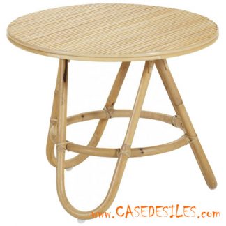 Table basse rotin naturel ronde diam 50cm