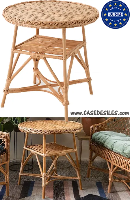 table ronde osier naturel plateau tressé 63cm Mélina 003