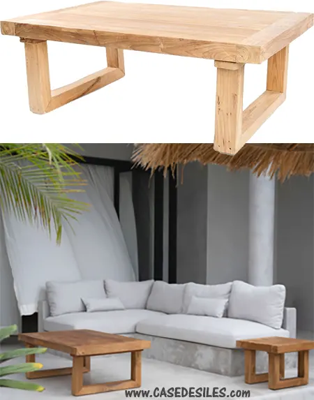 Table basse rectangulaire teck recyclé naturel 110cm