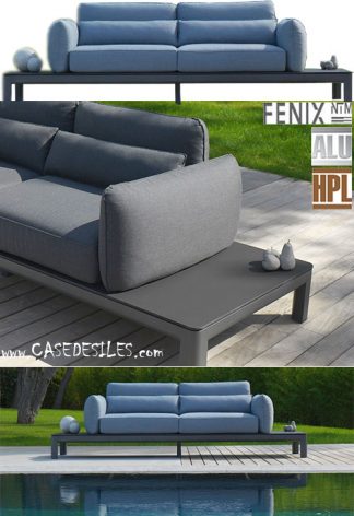 Canapé de jardin aluminium HPL gris 3201