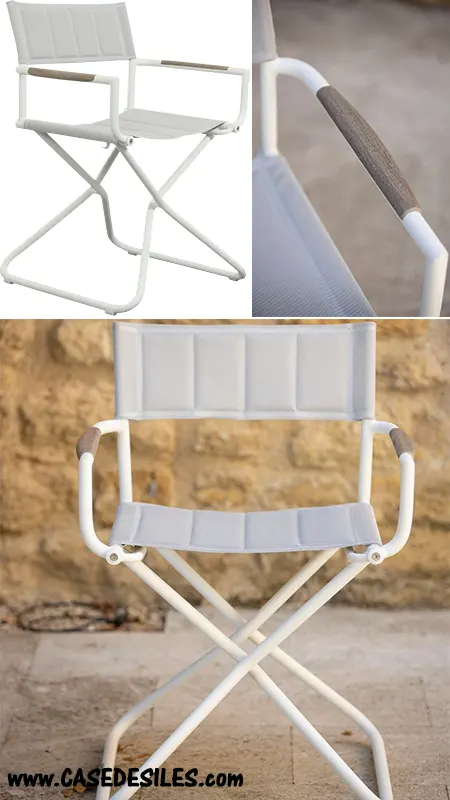 Fauteuils de jardin pliants alu teck toile matelassee 6135