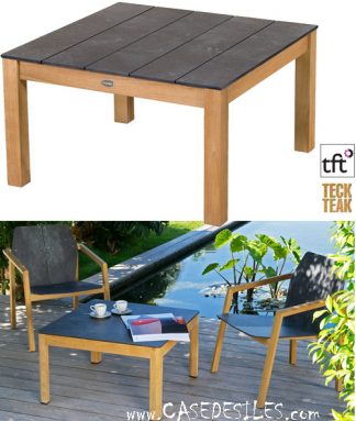 Table basse en teck et HPL design de jardin 9019