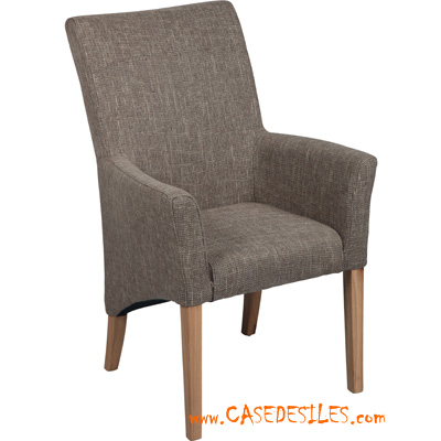 Chaise teck rétro avec accoudoirs microfibre 1005