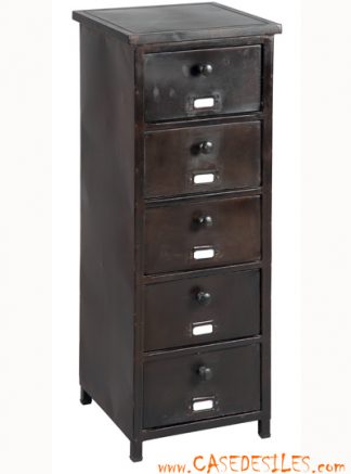 Chiffonnier industriel acier noir vieilli 1824