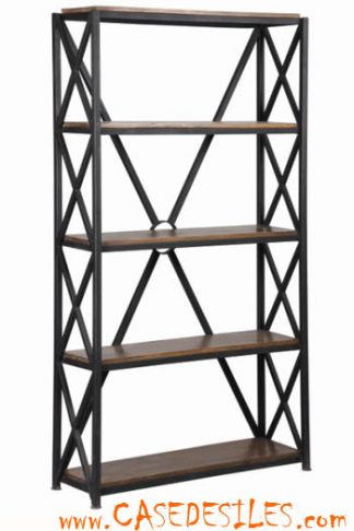 Etagère industrielle acier bois vieilli 1801