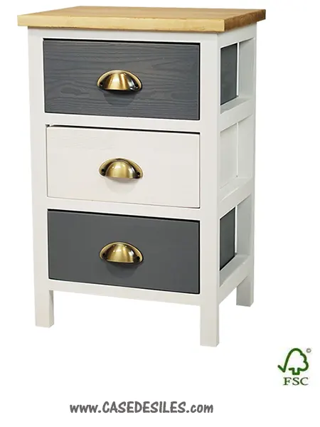 Meuble de rangement bois massif 3 tirors scandinave 2140