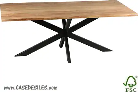 Table à manger industrielle acier bois forme naturelle 1954