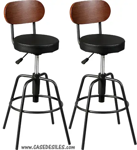 Tabouret de bar industriel acier bois lot 2 1165NO