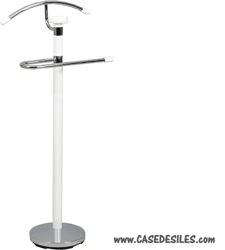 Valet de nuit acier chromé bois massif laqué blanc 2440BL