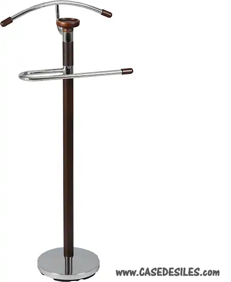 Valet de nuitbois vernis naturel wengé acier chromé 2440WG