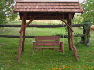 Balançoire bois massif chêne avec toiture City