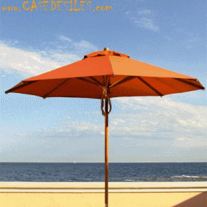 Parasol bois teck de jardin rond Seychelles