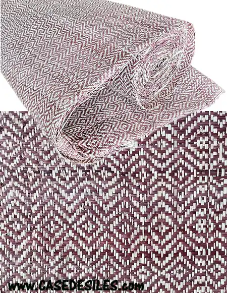 Raphia tissé en rouleau 120cmx5m motif losanges bordeaux